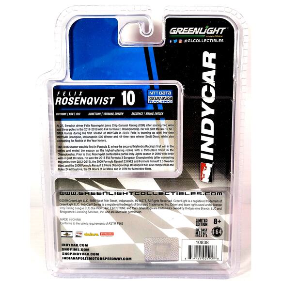 Greenlight Collectibles Indycar #10 FELIX ROSENQVIST, New, See Pics/Descr. - Picture 4 of 4